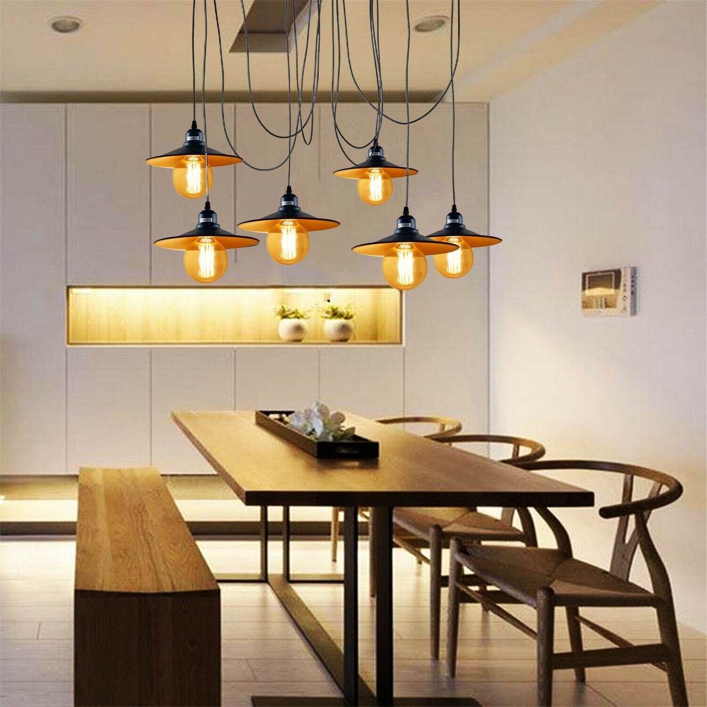 Black Retro Loft Spider 6 Way Ceiling Metal Hanging Adjustable Light - l'Ame du temps 
