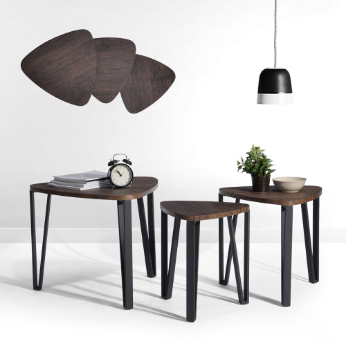 Stacking Side Table Set of 3 Nesting Triangle End Coffee Tables - l'Ame du temps 