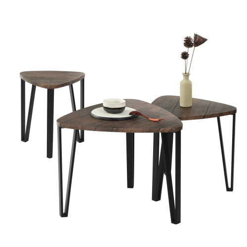 Stacking Side Table Set of 3 Nesting Triangle End Coffee Tables - l'Ame du temps 