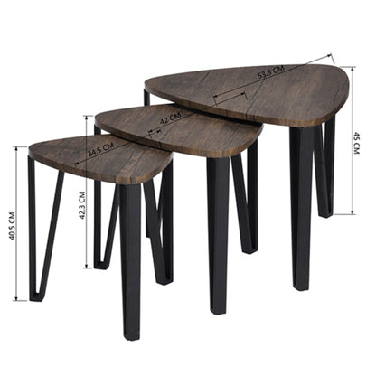 Stacking Side Table Set of 3 Nesting Triangle End Coffee Tables - l'Ame du temps 