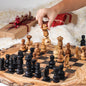 Handcrafted Olive Wood Chess Set with Natural Edges - l'Ame du temps 