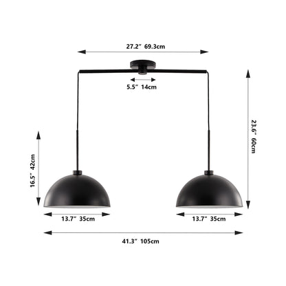 Industrial Modern Black Double Pendant Light – Adjustable Ceiling - l'Ame du temps 