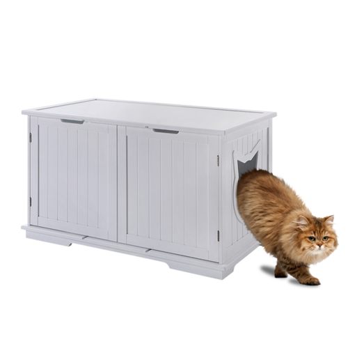 X-Large Cat Washroom Bench Litter Box Enclosure Furniture Box House - l'Ame du temps 