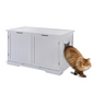 X-Large Cat Washroom Bench Litter Box Enclosure Furniture Box House - l'Ame du temps 
