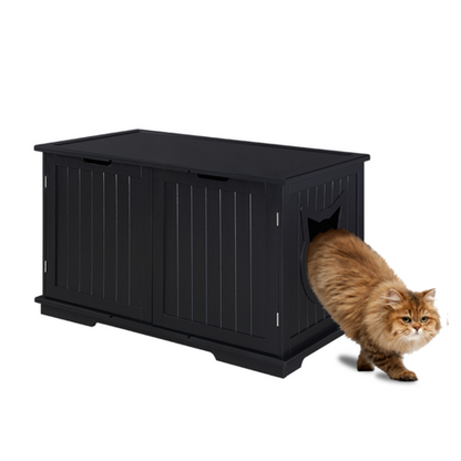 X-Large Cat Washroom Bench Litter Box Enclosure Furniture Box House - l'Ame du temps 
